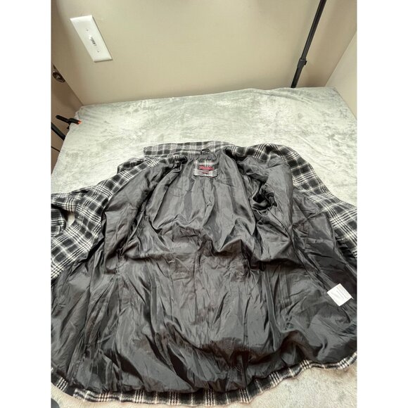 Black Lipstick Womens Large Plaid Wool Blend Peacoat Double-breasted Jacket - Picture 7 of 10